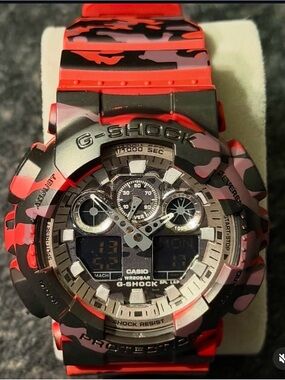 G-Shock Red and Black Camo Men’s Analog-Digital Watch